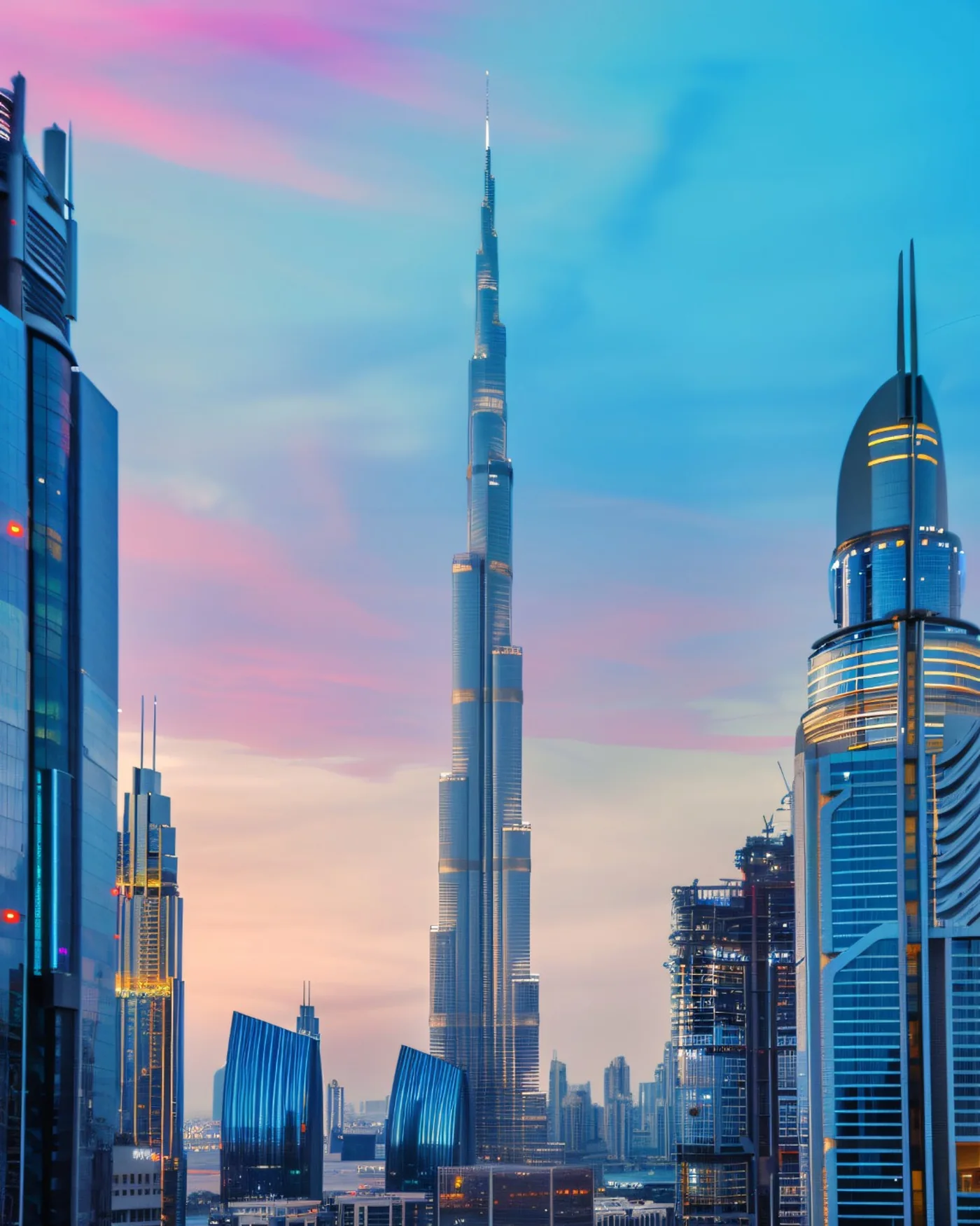 Downtown Dubai skyline at dusk